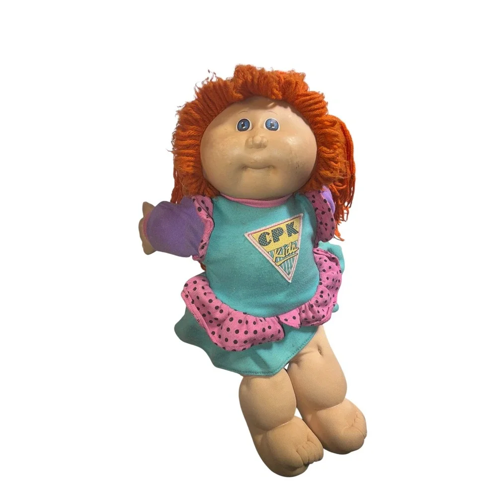 Vintage 1982 Cabbage Patch Kids Doll Coleco Orange Yarn Hair Blue Eyes‎ Outfit